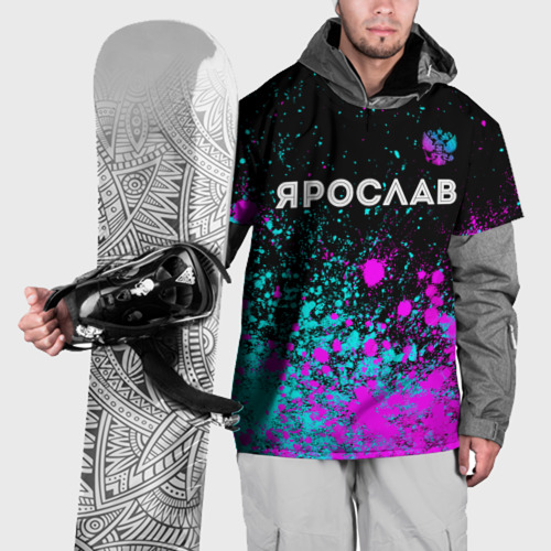 Накидка на куртку 3D Ярослав и неоновый герб России: символ сверху, цвет 3D печать