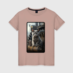 Женская футболка хлопок Челябинск котик