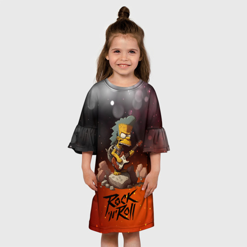 Детское платье 3D с принтом Simpsons rock n roll, вид сбоку #3