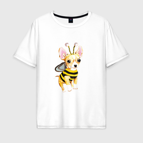 Мужская футболка хлопок Oversize с принтом Пчелка чихуахуа, вид спереди #2