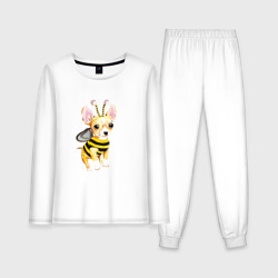 Женская пижама с лонгсливом хлопок Пчелка чихуахуа