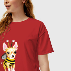 Женская футболка хлопок Oversize Пчелка чихуахуа - фото 2