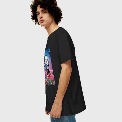 Мужская футболка хлопок Oversize Salvador Dali in space - neural network, цвет черный - фото 5