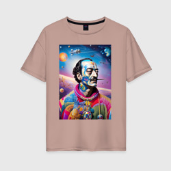 Женская футболка хлопок Oversize Salvador Dali in space - neural network