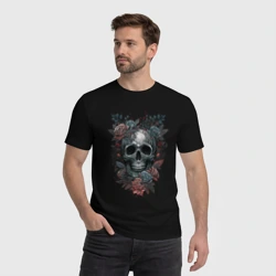 Мужская футболка хлопок Череп в розах тату - фото 2