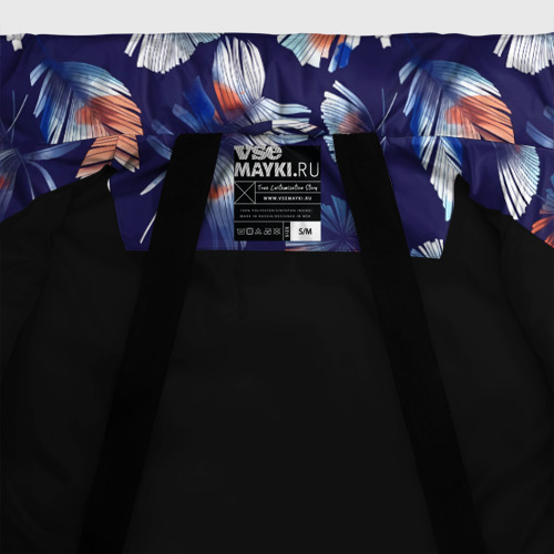 Женская зимняя куртка Oversize Орнамент перья, цвет черный - фото 7