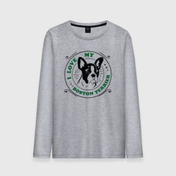 Мужской лонгслив хлопок I love Boston terrier