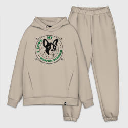 Мужской костюм oversize хлопок I love Boston terrier