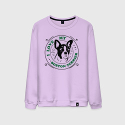 Мужской свитшот хлопок I love Boston terrier