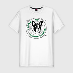 Мужская футболка хлопок Slim I love Boston terrier