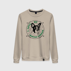 Женский свитшот хлопок I love Boston terrier