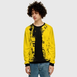 Мужской свитшот 3D Вертикальная черно-желтая полоса Cyberpunk 2077 - фото 2