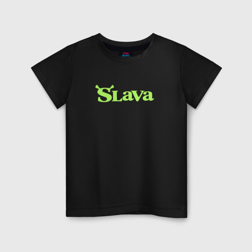 Детская футболка хлопок Слава в стиле Шрека, цвет черный