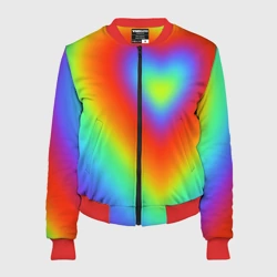 Женский бомбер 3D Сердце - радужный градиент
