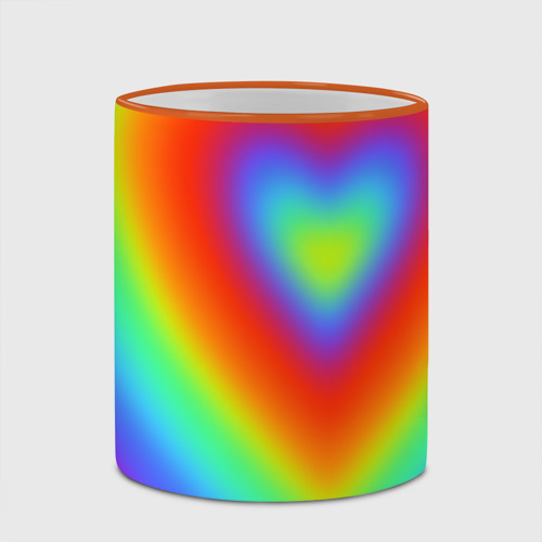 Кружка с полной запечаткой Сердце - радужный градиент, цвет Кант оранжевый - фото 4
