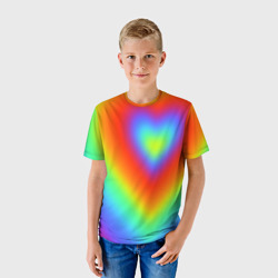 Детская футболка 3D Сердце - радужный градиент - фото 2