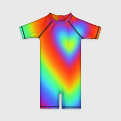 Детский купальный костюм 3D Сердце - радужный градиент