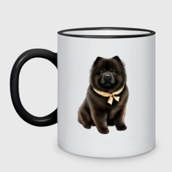 Кружка двухцветная Чау-чау черный с бантиком