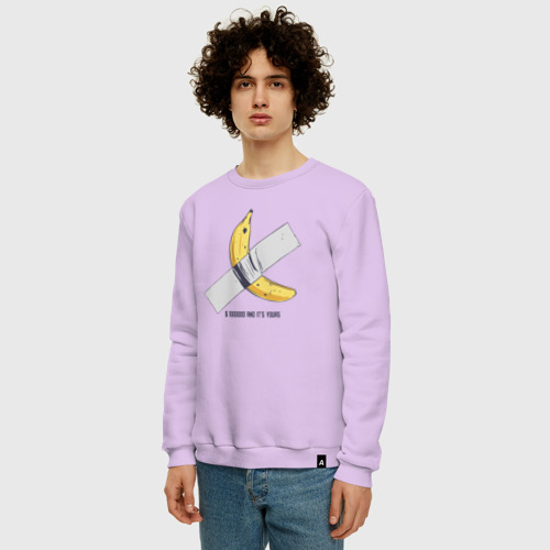 Мужской свитшот хлопок с принтом 1000000 and it's your banana, фото на моделе #1