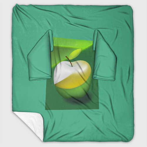 Плед с рукавами с принтом Зеленое яблоко на мятном фоне, вид спереди #2