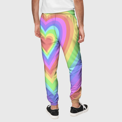 Мужские брюки 3D Сердце - пастельные цвета, цвет 3D печать - фото 5