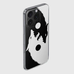 Чехол для iPhone 16 Pro Max силиконовый с защитой камеры Инь-Ян волки - фото 2