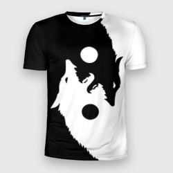 Мужская футболка 3D Slim Инь-Ян волки