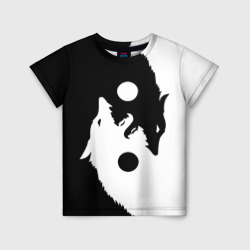 Детская футболка 3D Инь-Ян волки