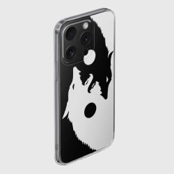 Чехол для iPhone 15 Pro силиконовый с защитой камеры Инь-Ян волки - фото 2