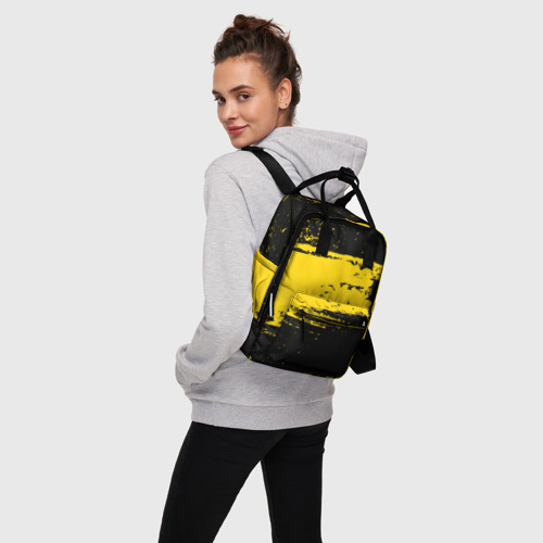 Женский рюкзак 3D с принтом Желтое граффити, вид сбоку #3