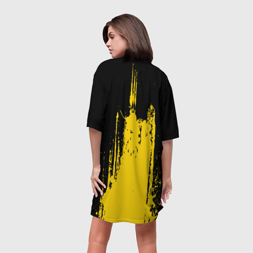 Платье-футболка 3D Фонтан бурлящей желтой краски, цвет 3D печать - фото 4