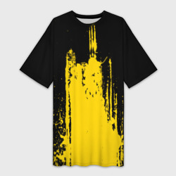 Платье-футболка 3D Фонтан бурлящей желтой краски