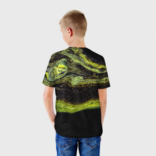 Детская футболка 3D Золотисто-зелёный песок, цвет 3D печать - фото 4