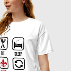 Женская футболка хлопок Oversize Eat - sleep - Saints Row - repeat - фото 2