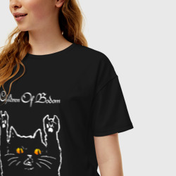 Женская футболка хлопок Oversize Children of Bodom rock cat - фото 2