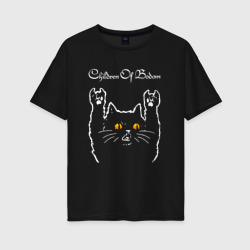 Женская футболка хлопок Oversize Children of Bodom rock cat