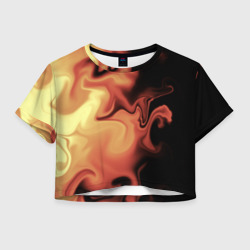 Женская футболка Crop-top 3D Пламя с боку