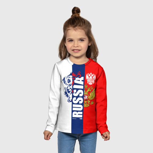 Детский лонгслив 3D Russia national team: white blue red, цвет 3D печать - фото 5