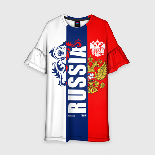 Детское платье 3D Russia national team: white blue red, цвет 3D печать