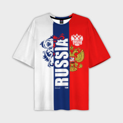 Мужская футболка oversize 3D Russia national team: white blue red