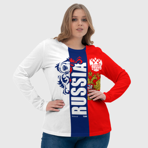 Женский лонгслив 3D Russia national team: white blue red, цвет 3D печать - фото 6