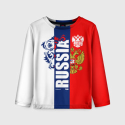 Детский лонгслив 3D Russia national team: white blue red