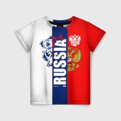 Детская футболка 3D Russia national team: white blue red