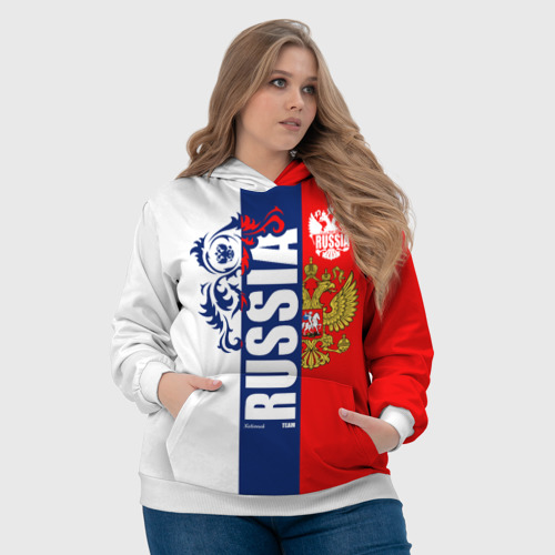 Женская толстовка 3D Russia national team: white blue red, цвет 3D печать - фото 6