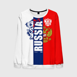 Мужской свитшот 3D Russia national team: white blue red