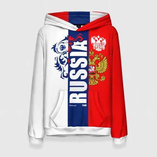 Женская толстовка 3D Russia national team: white blue red, цвет 3D печать