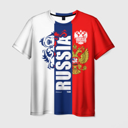 Мужская футболка 3D Russia national team: white blue red