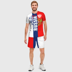 Мужской костюм с шортами 3D Russia national team: white blue red - фото 2