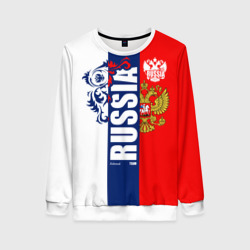 Женский свитшот 3D Russia national team: white blue red