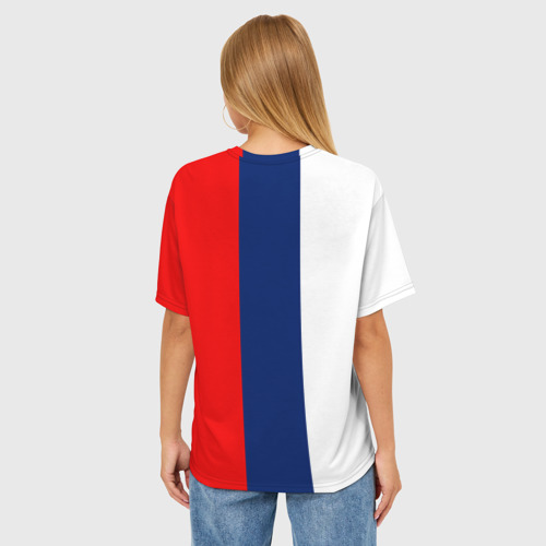 Женская футболка oversize 3D Russia national team: white blue red, цвет 3D печать - фото 4